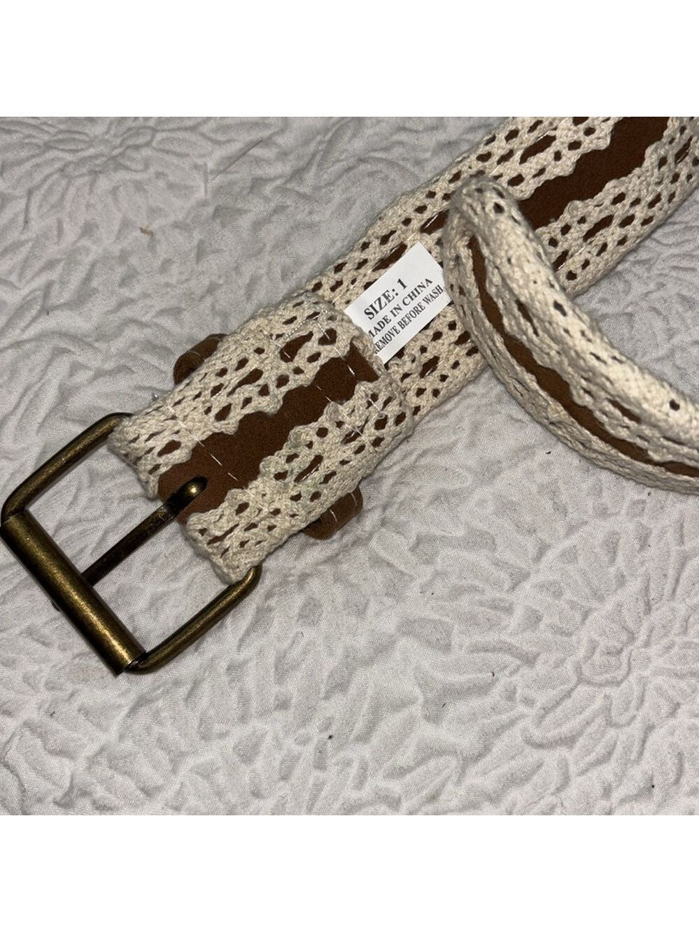 Unbranded Faux Suede Lace & Button Detail Belt - Picture 5 of 9